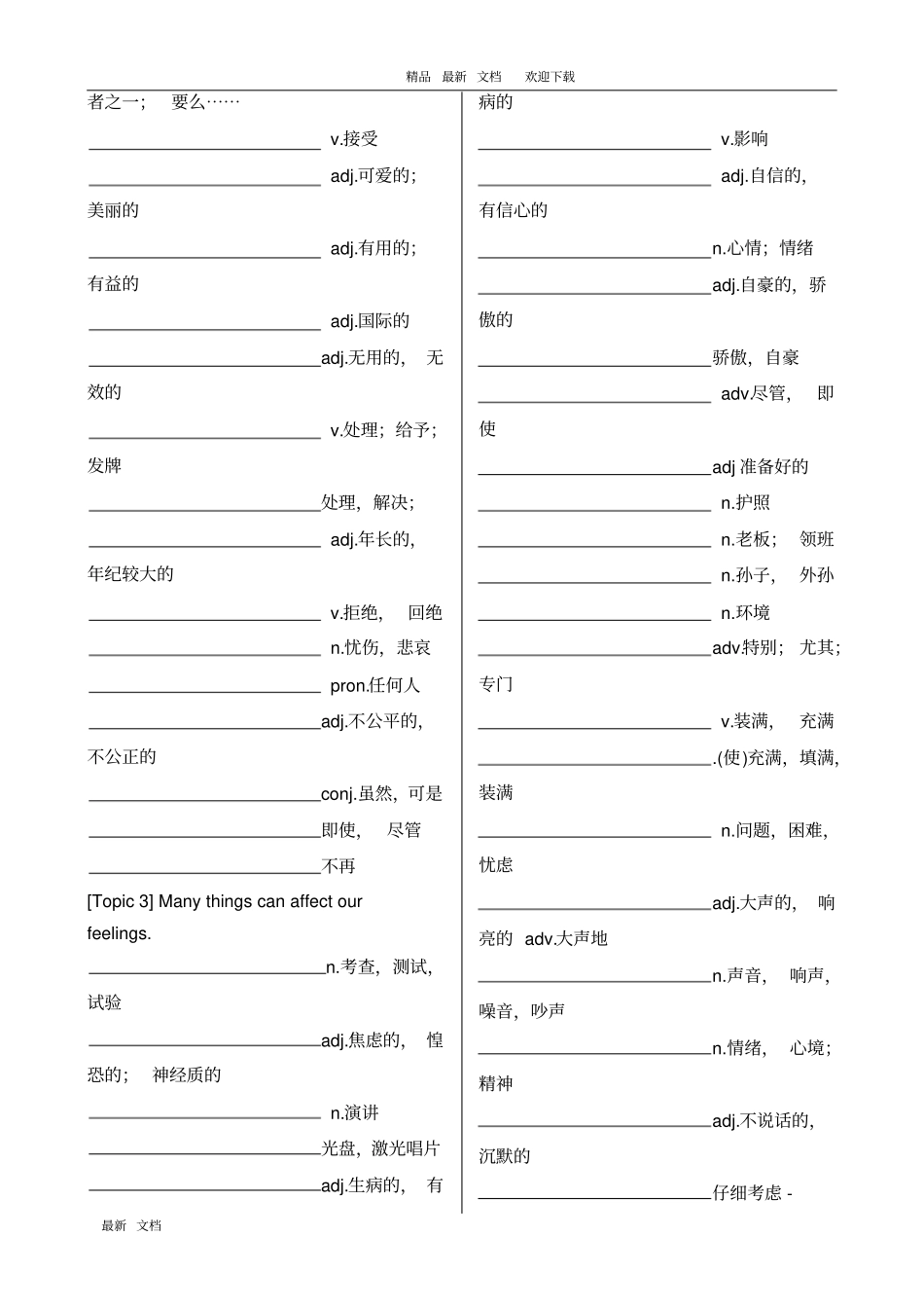 仁爱版八年级下册英语单词表：汉译英、英译汉双练训练本_第2页