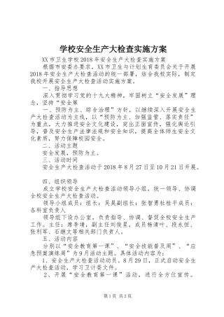 学校安全生产大检查方案 