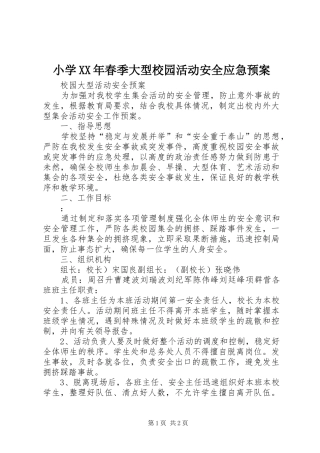 小学XX年春季大型校园活动安全应急处置预案 