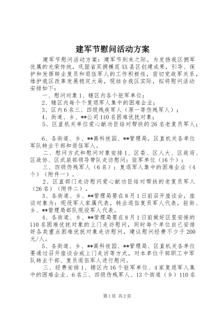 建军节慰问活动实施方案 