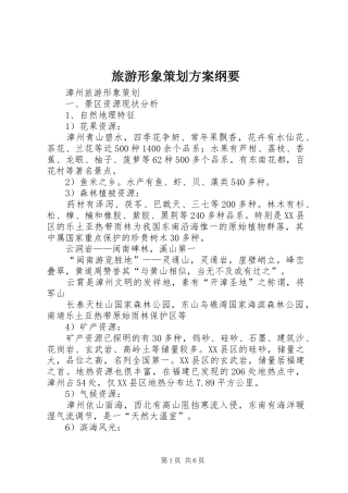 旅游形象策划实施方案纲要 