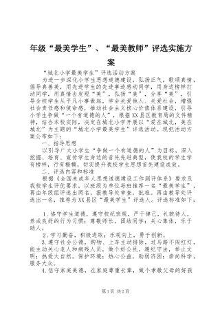 年级“最美学生”、“最美教师”评选方案 