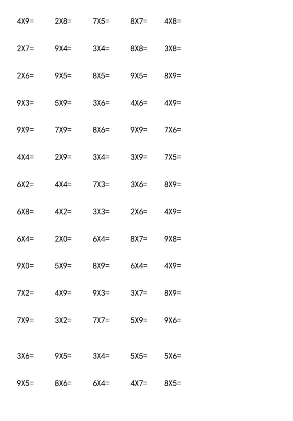 小学二年级数学上册乘法口诀口算题_第2页