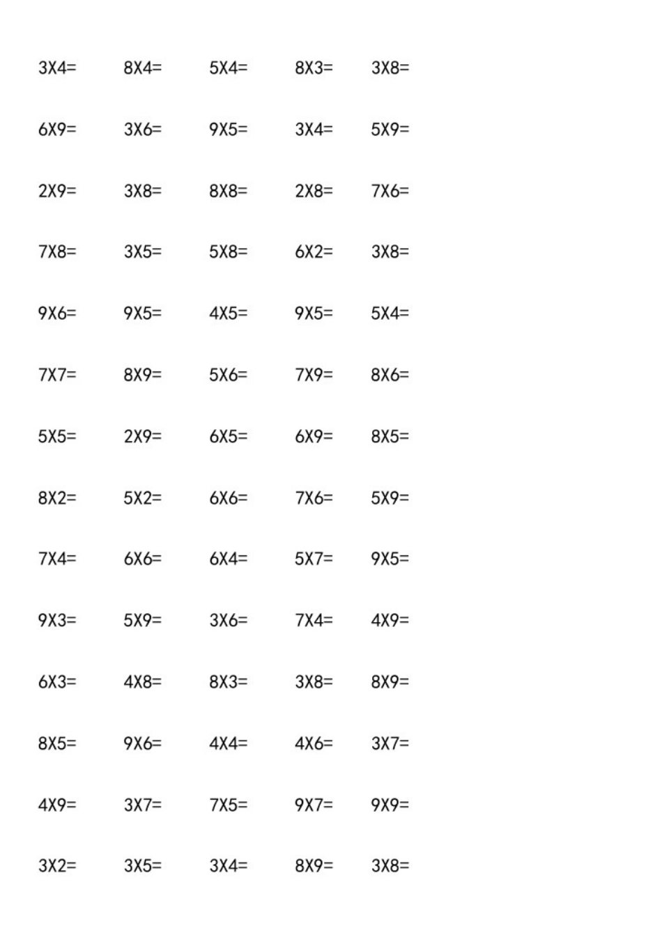 小学二年级数学上册乘法口诀口算题_第3页