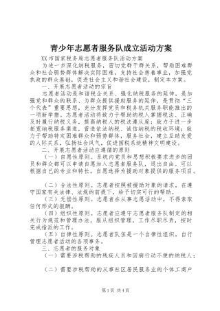 青少年志愿者服务队成立活动实施方案 