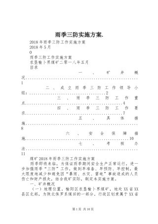 雨季三防方案. 