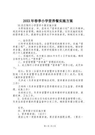 XX年春季小学营养餐方案 