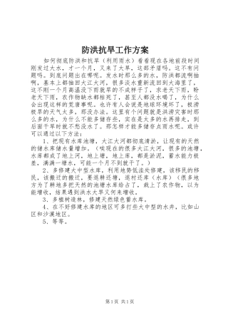 防洪抗旱工作实施方案 