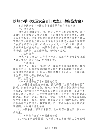 沙坝小学《校园安全百日攻坚行动方案》 