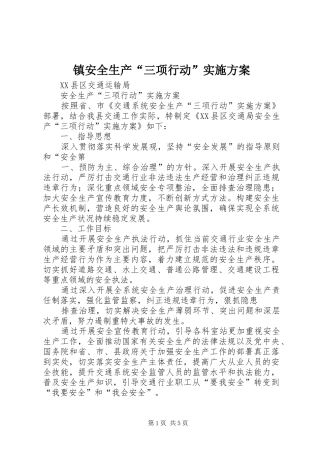 镇安全生产“三项行动”方案 