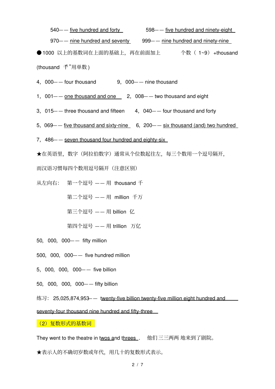 初一英语基数词和序数词全_第2页
