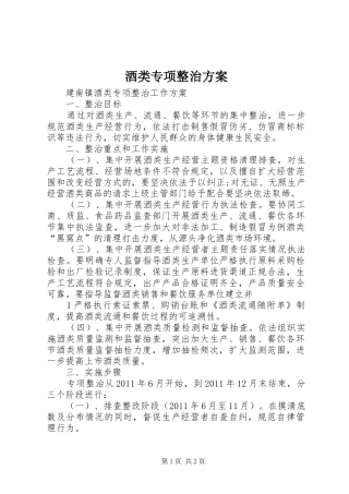 酒类专项整治实施方案 