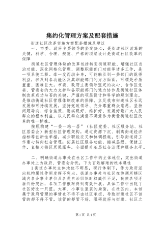 集约化管理实施方案及配套措施 