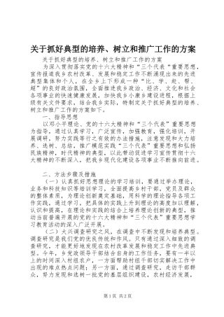关于抓好典型的培养、树立和推广工作的实施方案 