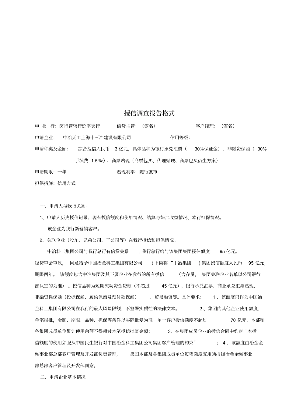 授信调查报告格式_第1页