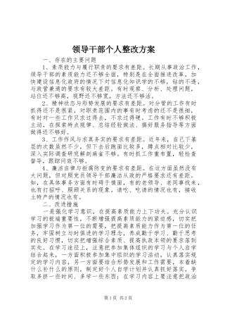 领导干部个人整改实施方案 