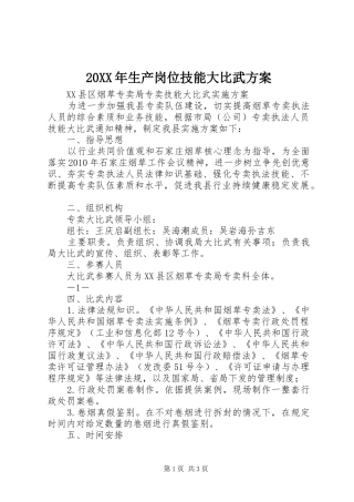 XX年生产岗位技能大比武实施方案 