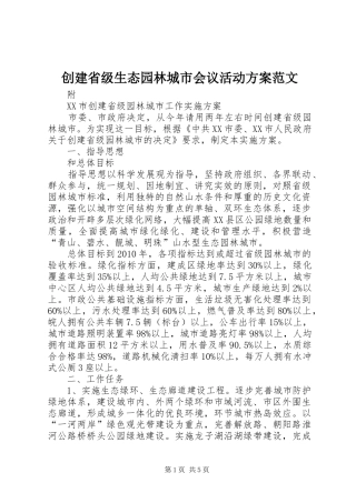创建省级生态园林城市会议活动实施方案范文 