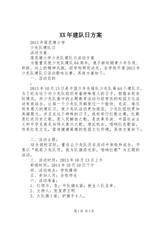 XX年建队日实施方案 