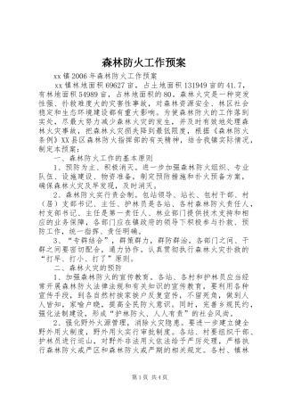 森林防火工作应急预案 