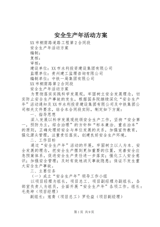 安全生产年活动实施方案 