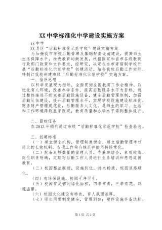 XX中学标准化中学建设方案 