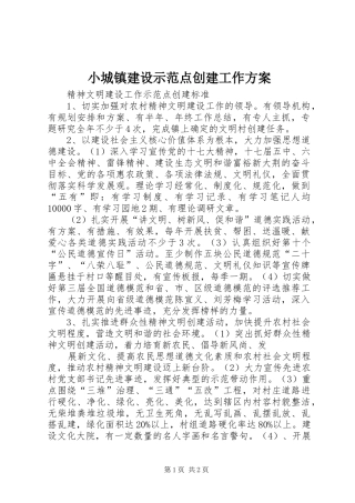 小城镇建设示范点创建工作实施方案 