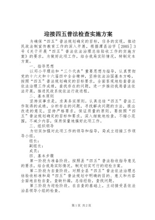 迎接四五普法检查方案 
