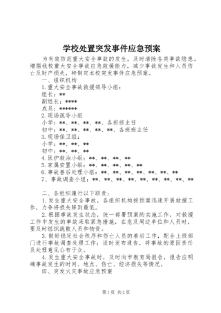 学校突发事件应急预案 