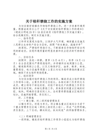 关于秸秆禁烧工作的方案 