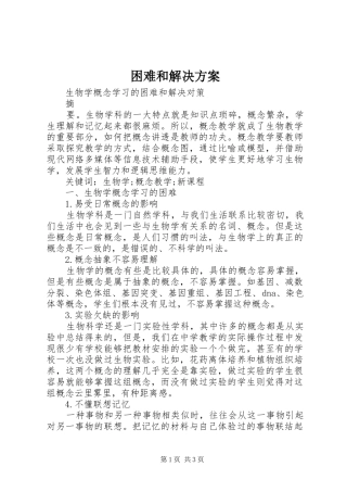 困难和解决实施方案 