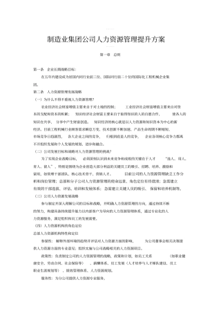 制造业集团公司人力资源管理提升方案