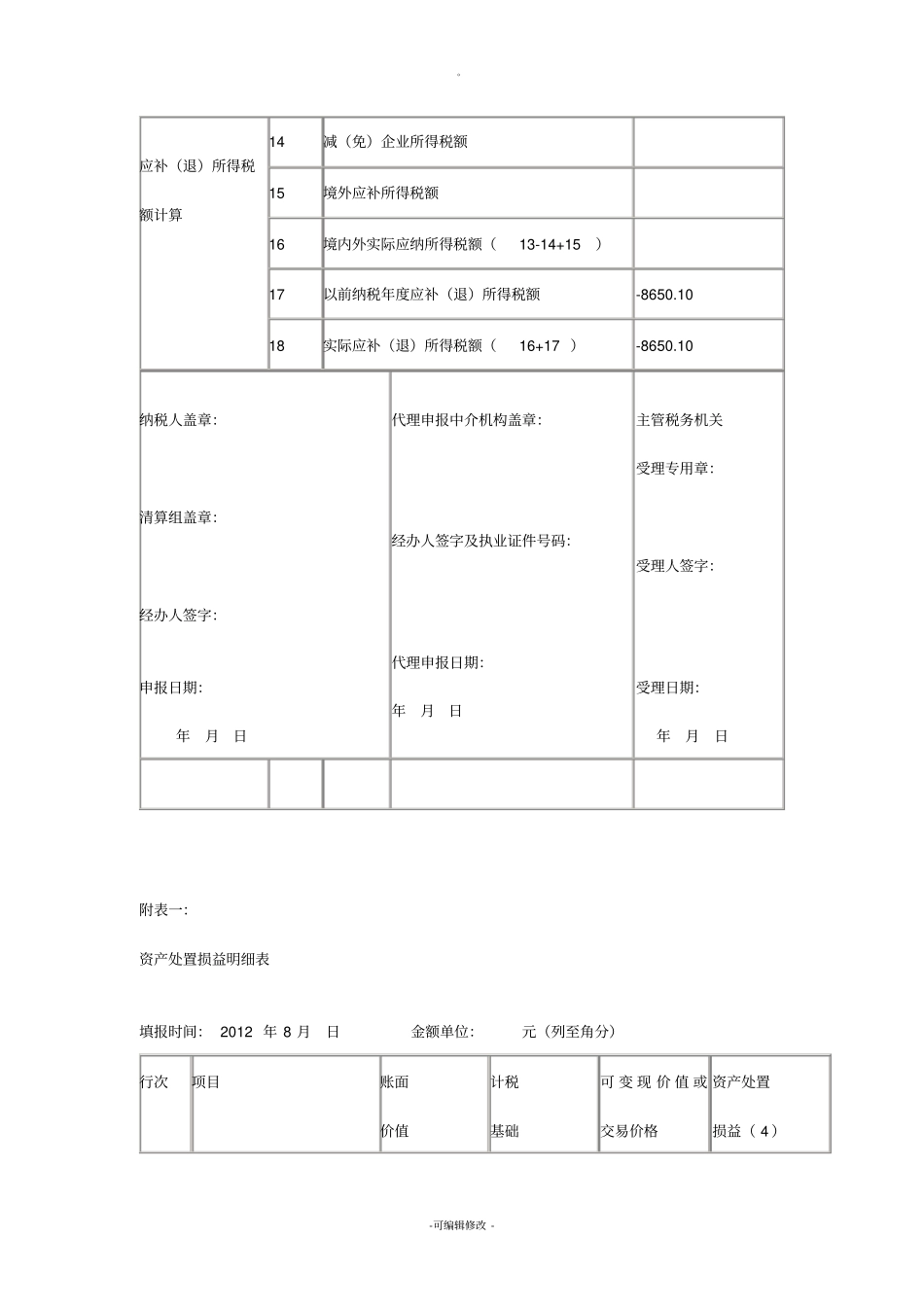 企业注销清算申报表(实例填写)_第2页
