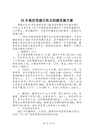 XX乡基层党建示范点创建方案 