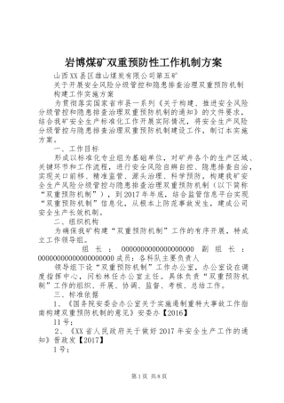 岩博煤矿双重预防性工作机制实施方案 