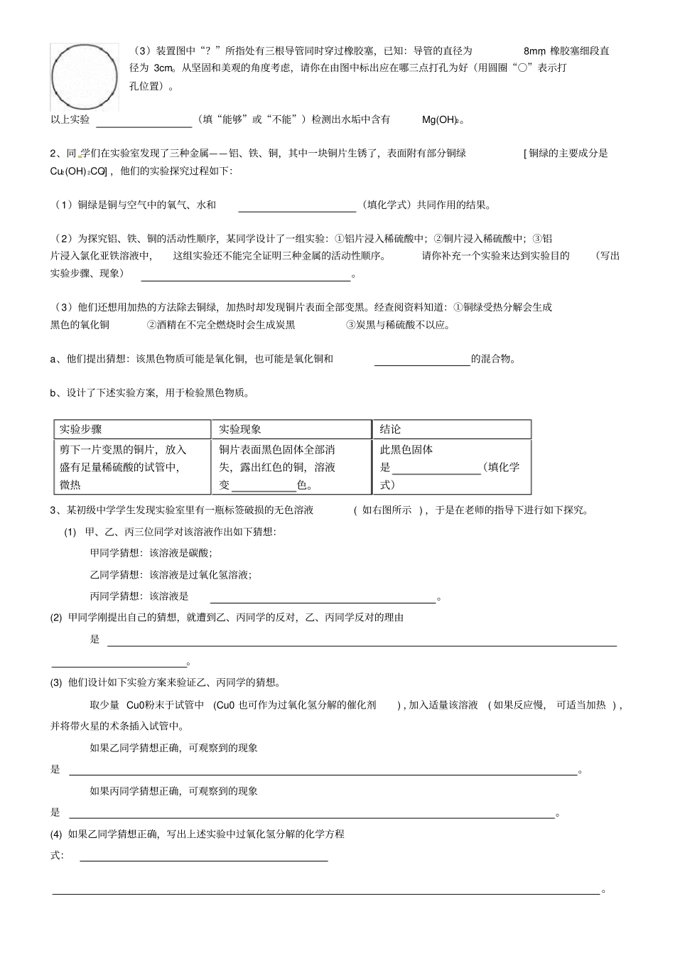 初中化学实验探究题集锦_第2页