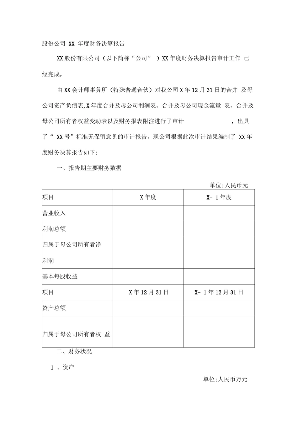 新三板公司年度财务决算报告模版_第1页