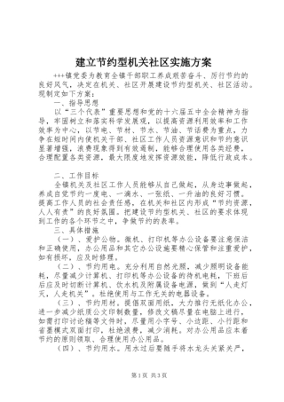 建立节约型机关社区方案 