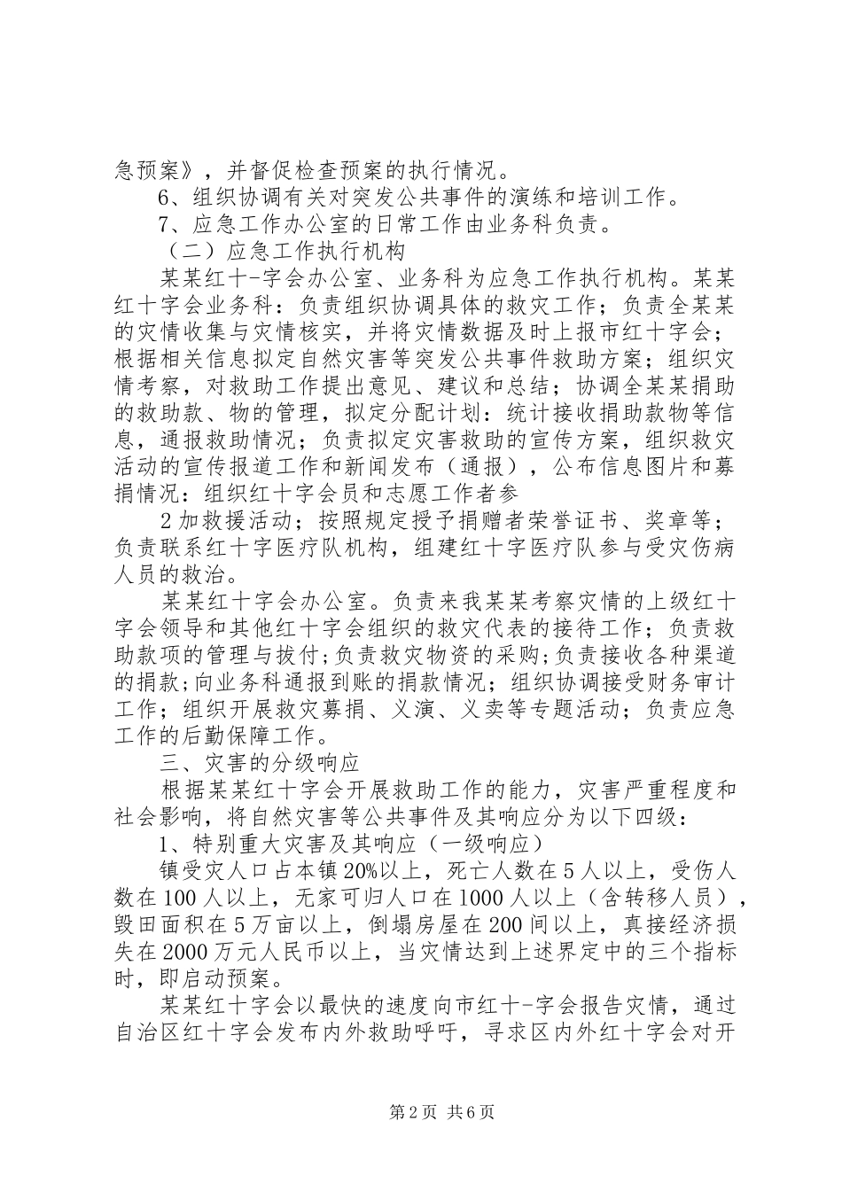 XX市红十字会自然灾害等突发公共事件应急处理预案 _第2页