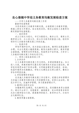 良心堡镇中学迎义务教育均衡发展检查实施方案 