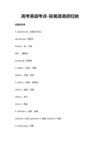 (全)2021高考英语考点-容易混淆词归纳