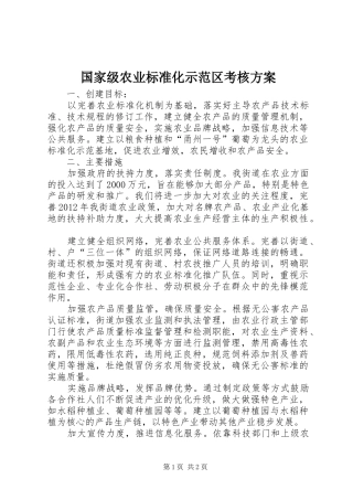 国家级农业标准化示范区考核实施方案 