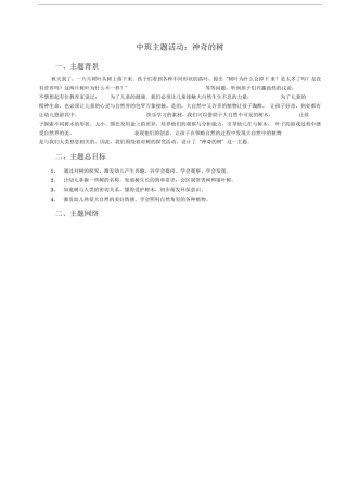 中班主题活动：神奇的树