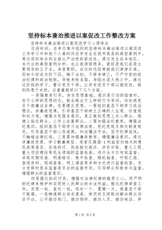 坚持标本兼治推进以案促改工作整改实施方案