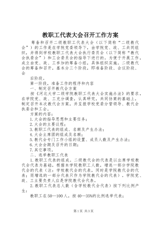 教职工代表大会召开工作实施方案
