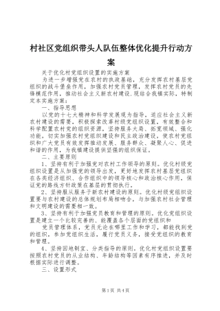 村社区党组织带头人队伍整体优化提升行动实施方案