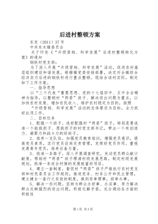 后进村整顿实施方案