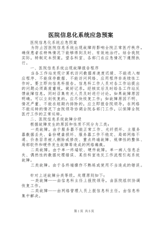 医院信息化系统应急处置预案