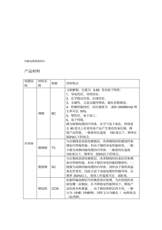 同轴电缆基础知识资料