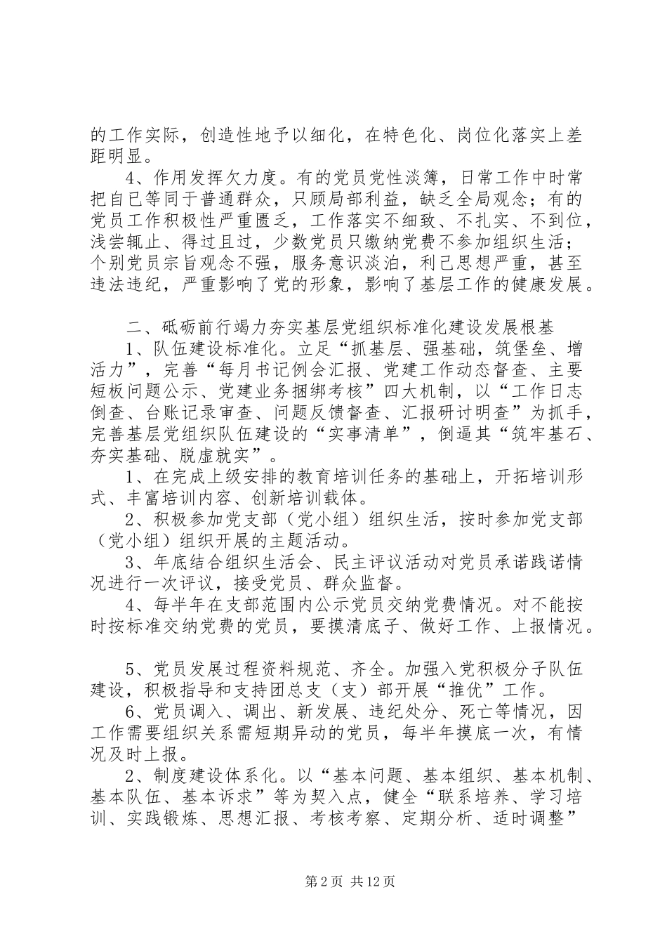 XX年度基层党组织标准化建设推进工作方案_第2页